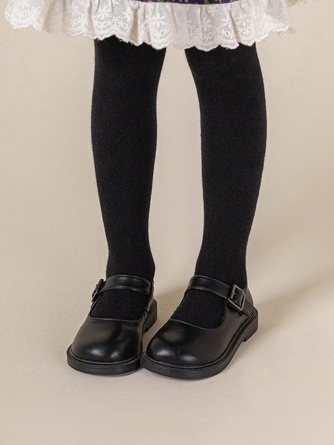 4 pares de medias sólidas con lazo para niñas pequeñas