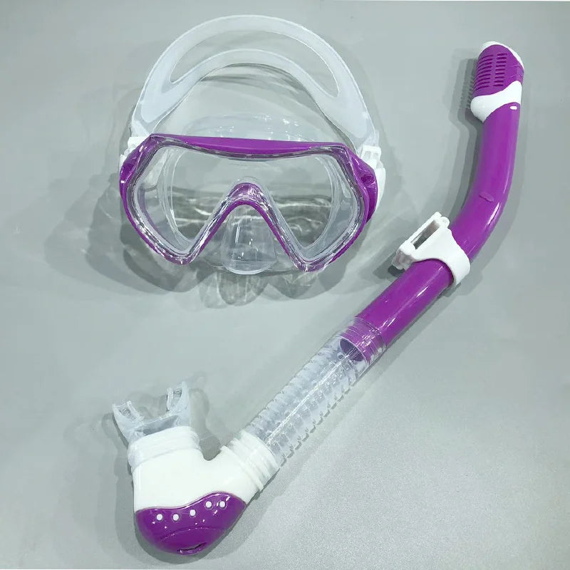 Set de Gafas de Snorkel para Niños con Cubierta Nasal, Máscara de Buceo Antivaho, Equipo de Natación, Vidrio Templado 180 °   Niños y niñas de 3 a 10 años