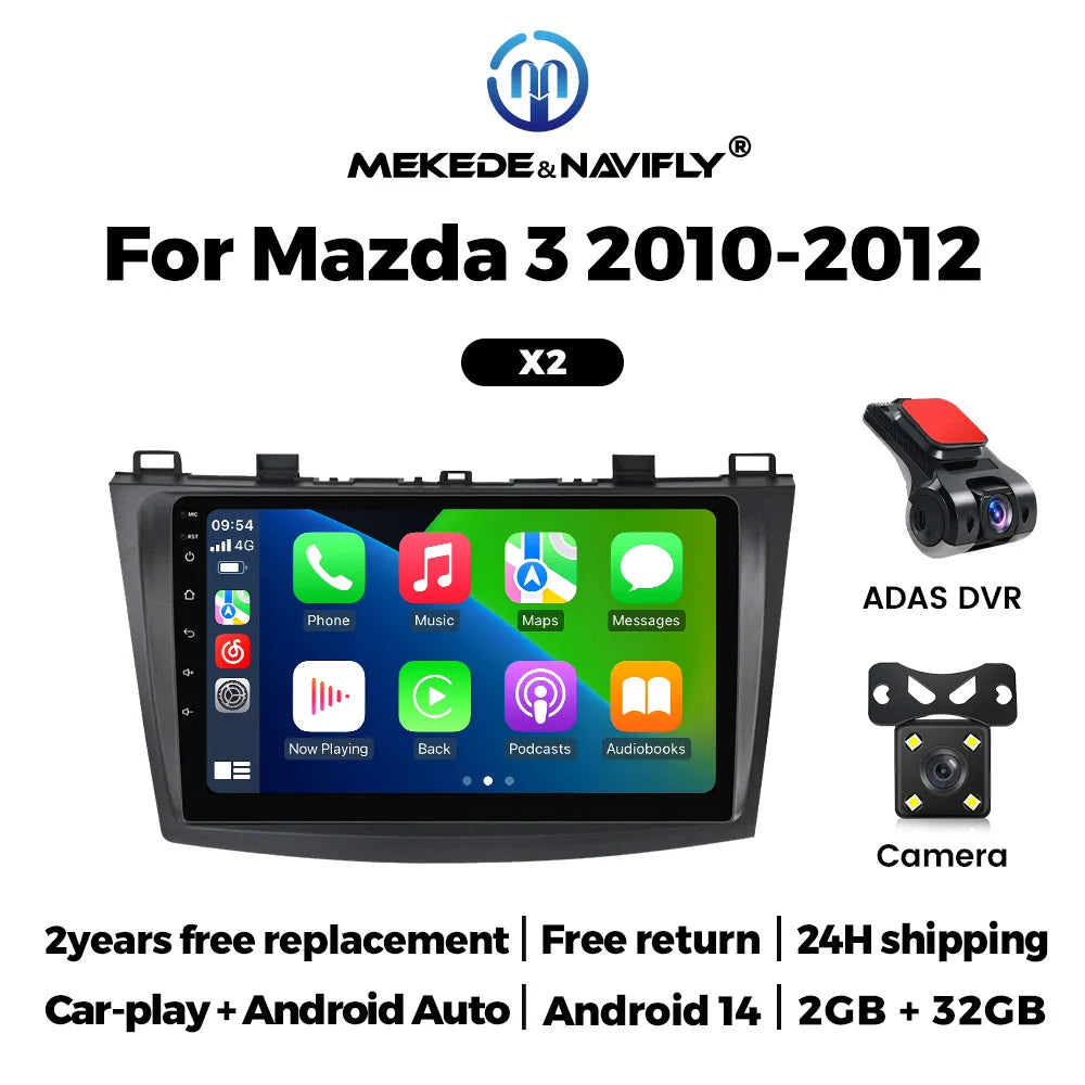 Autoradio For Mazda 3 II For Mazda3 BL 2010-2012 Android 14 Car Radio Multimedia Player Head Unit Wireless Carplay Android Auto