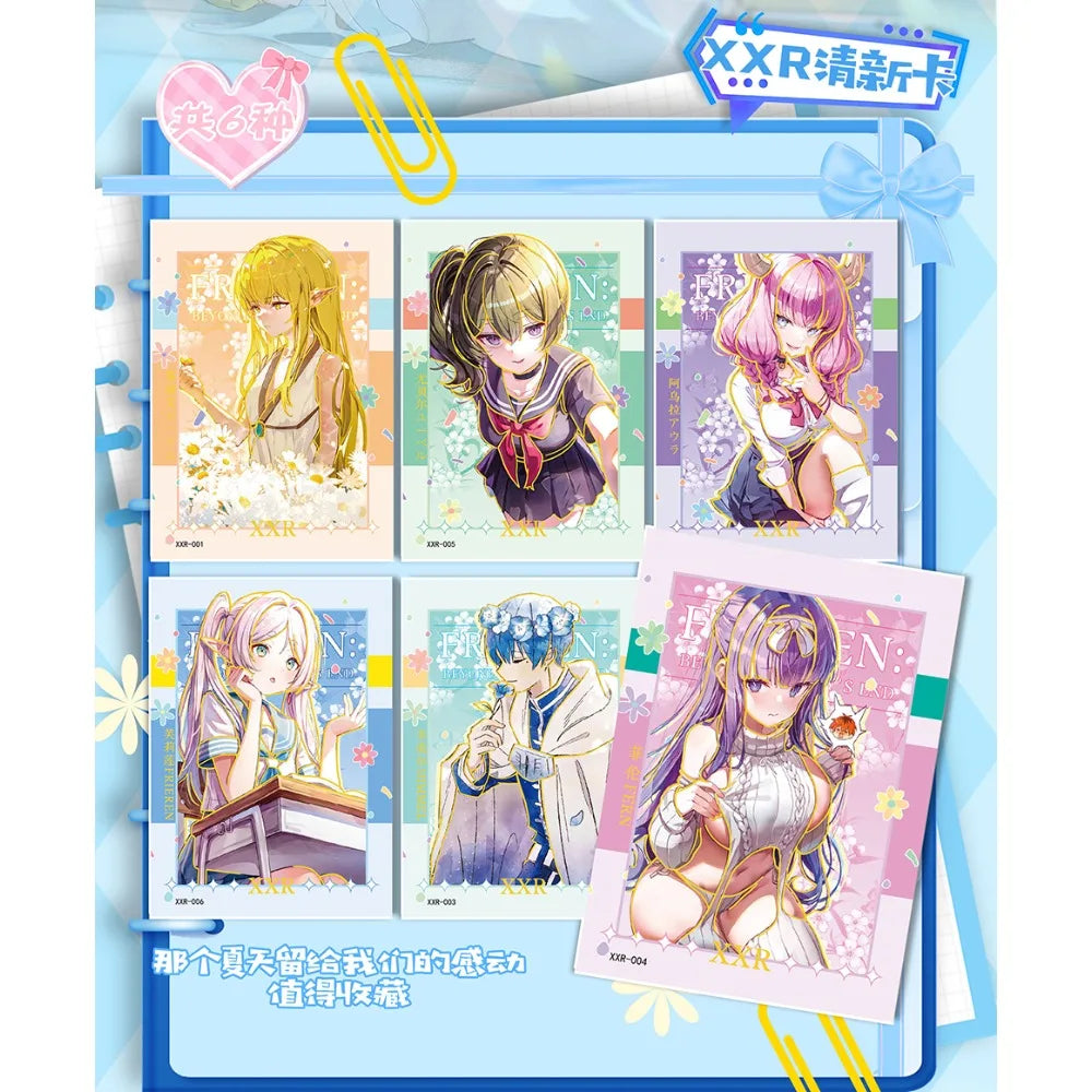 Frieren: Tarjeta de colección de Anime Beyond Journey's End, hermosa y exquisita tarjetas de personajes de raíz de billete láser, juguetes de mesa familiares