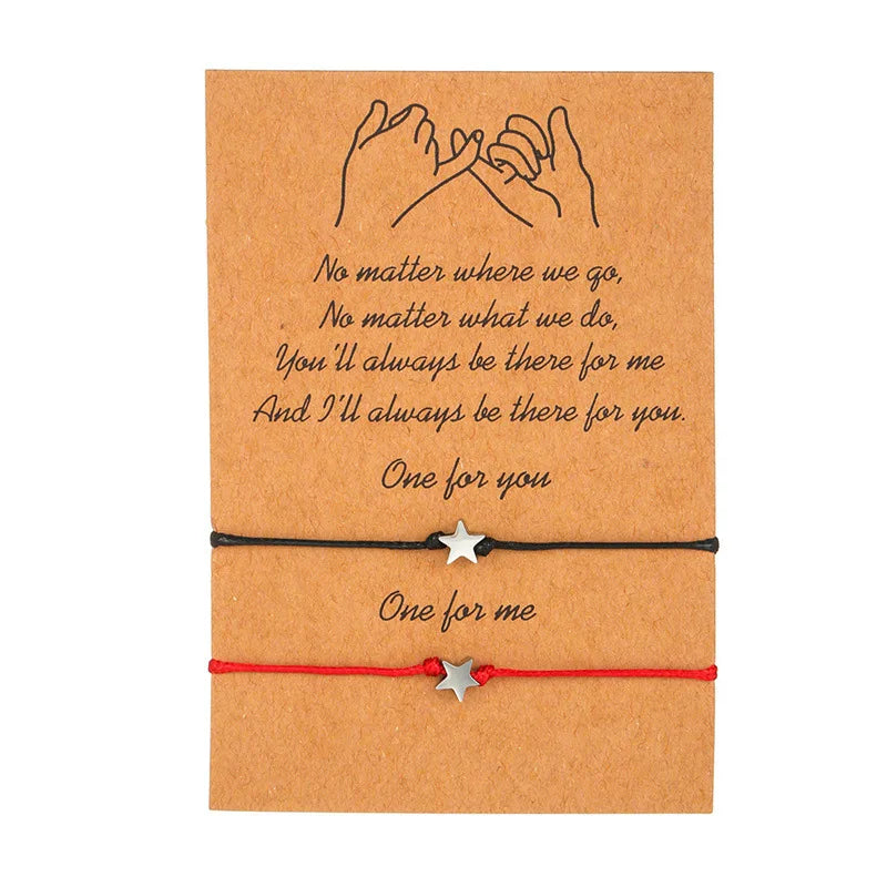 Pulsera de pareja para mujer, cadena de cuerda trenzada hecha a mano, corazón de madre e hija, pulseras con dijes, regalo de joyería de hermana de la amistad de la suerte