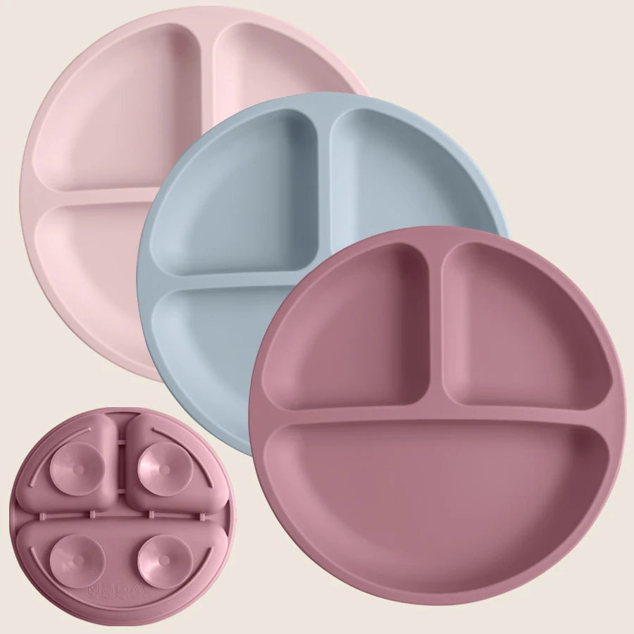 Plato de comedor de silicona con ventosa para bebé, platos sin BPA para niños, vajilla de entrenamiento con succión para niños, cuencos de alimentación para niños, cosas para bebés, 1 Uds.