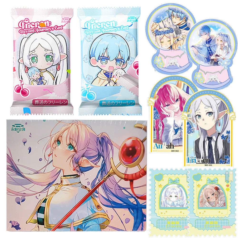 Frieren: Tarjeta de colección de Anime Beyond Journey's End, hermosa y exquisita tarjetas de personajes de raíz de billete láser, juguetes de mesa familiares