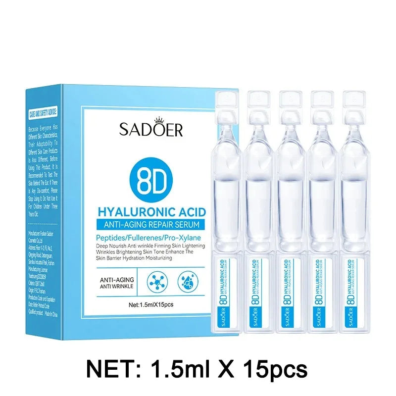 Suero facial de ácido hialurónico, antienvejecimiento, nutritivo profundo, colágeno de fullereno, esencia para arrugas, blanqueamiento, cuidado de la piel