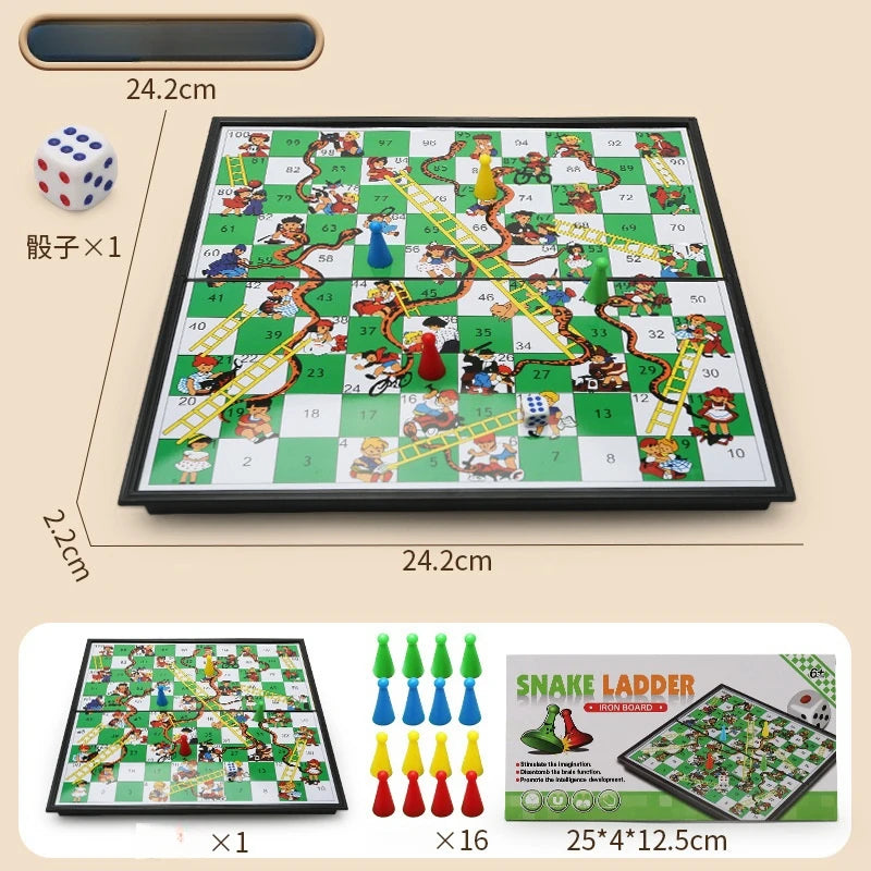Mesa de juego de mesa magnética 9 en 1, alfombra grande, ajedrez volador/damas/ajedrez/serpiente/Backgammon/cuádruple/Tic-Tac-Toe, Fiesta en casa