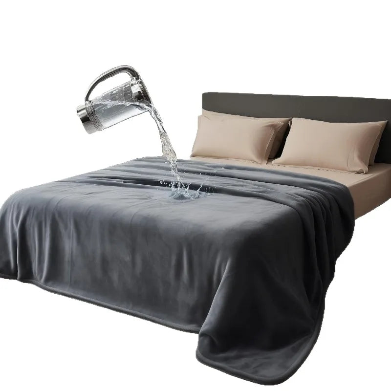 Manta impermeable de franela de doble cara para parejas, cama y mascotas |   Cubrecama cómodo y a prueba de fugas