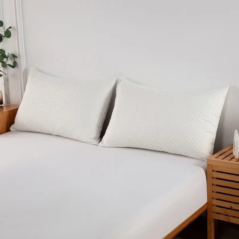 Funda de almohada de fibra de bambú, capa de aire de fibra sándwich con almohada impermeable de algodón, funda protectora para el hogar, lavable a máquina