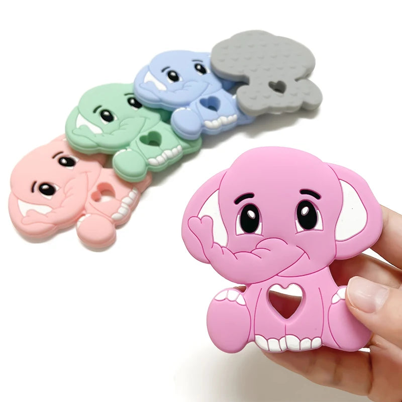 1pca-mordedor de silicona con forma de elefante para bebé, cuentas para roedores, juguetes para la dentición, productos masticables con forma de Animal para bebé, regalo de lactancia