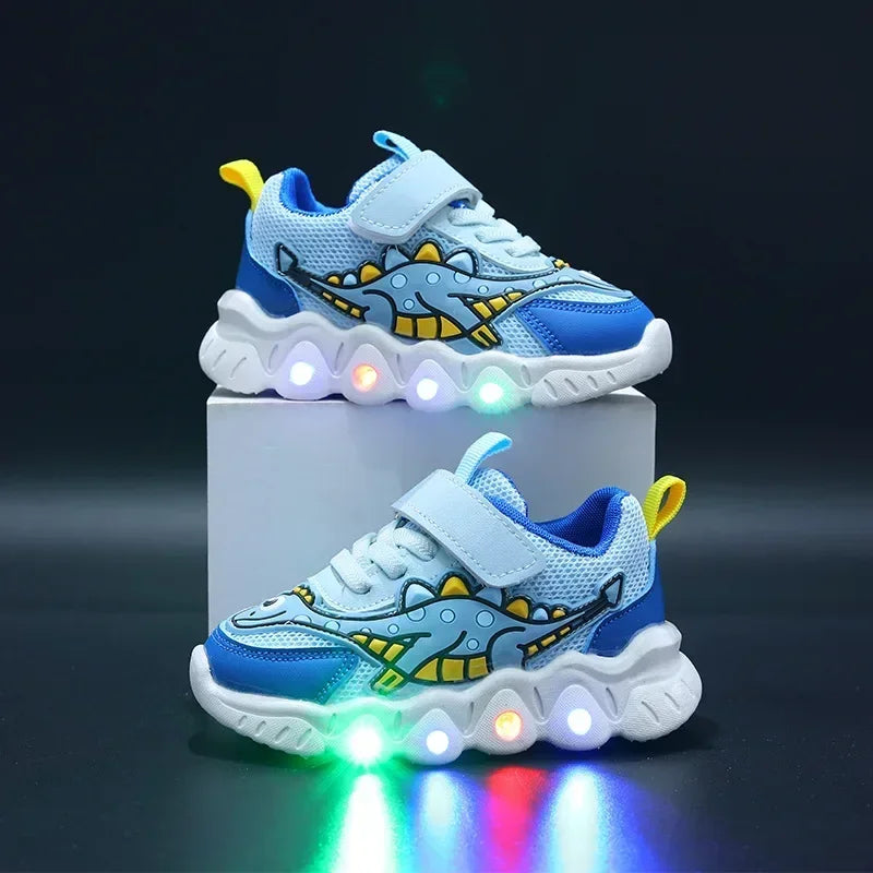 Zapatillas LED informales con bonitos dibujos para niños, zapatos para niñas, zapatos de iluminación transpirables de malla, zapato iluminado para bebés