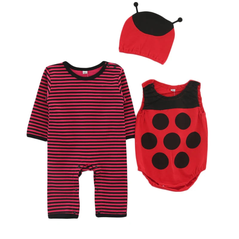 Newborn Baby Boys Girls Sleeveless Bodysuit + Romper Jumpsuit + Hat 3pcs Clothes Set Toddler Baby Outfits Bebe Clothing Suit
