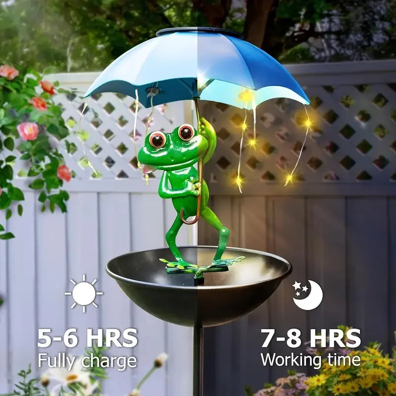 Estatua de rana, lámpara Solar de césped, dispensador de alimentación de colibrí para exteriores, cadena de luces LED alimentada por energía Solar para camino de patio, decoración de jardín y césped