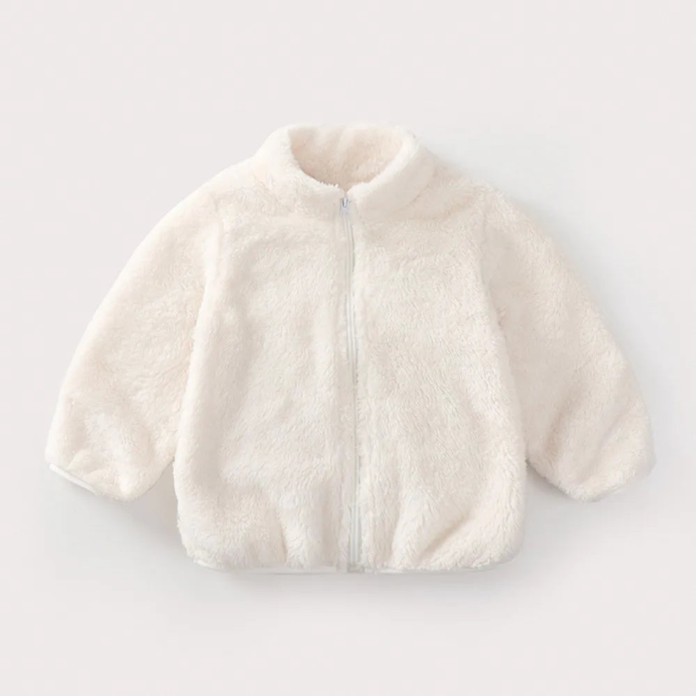 Abrigo de felpa de Color sólido para niños, chaqueta informal cálida para otoño e invierno, abrigo para niños, ropa para niños, prendas de vestir exteriores para niños pequeños