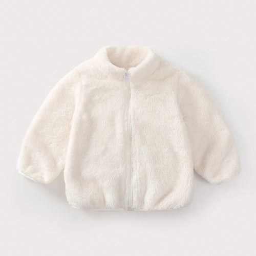 Abrigo de felpa de Color sólido para niños, chaqueta informal cálida para otoño e invierno, abrigo para niños, ropa para niños, prendas de vestir exteriores para niños pequeños