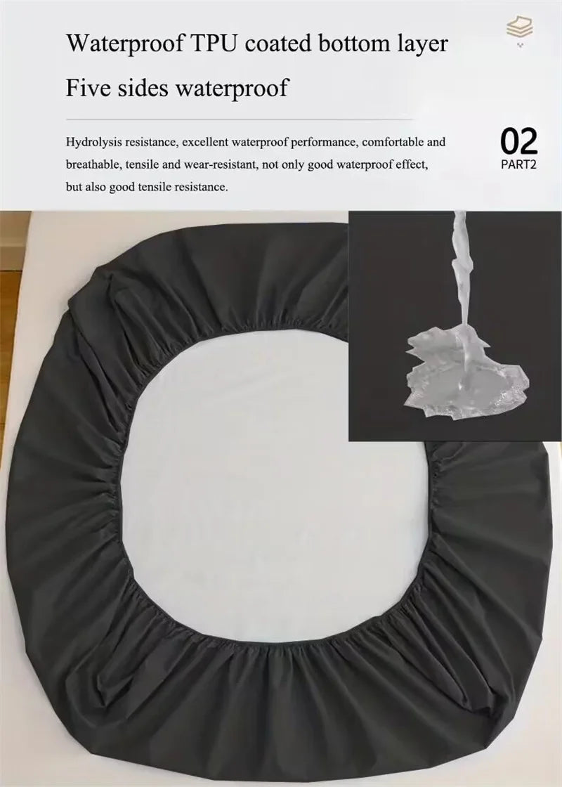 Funda protectora de colchón 100% impermeable, Sábana ajustable antideslizante con banda elástica para King Queen 90/140/160/200