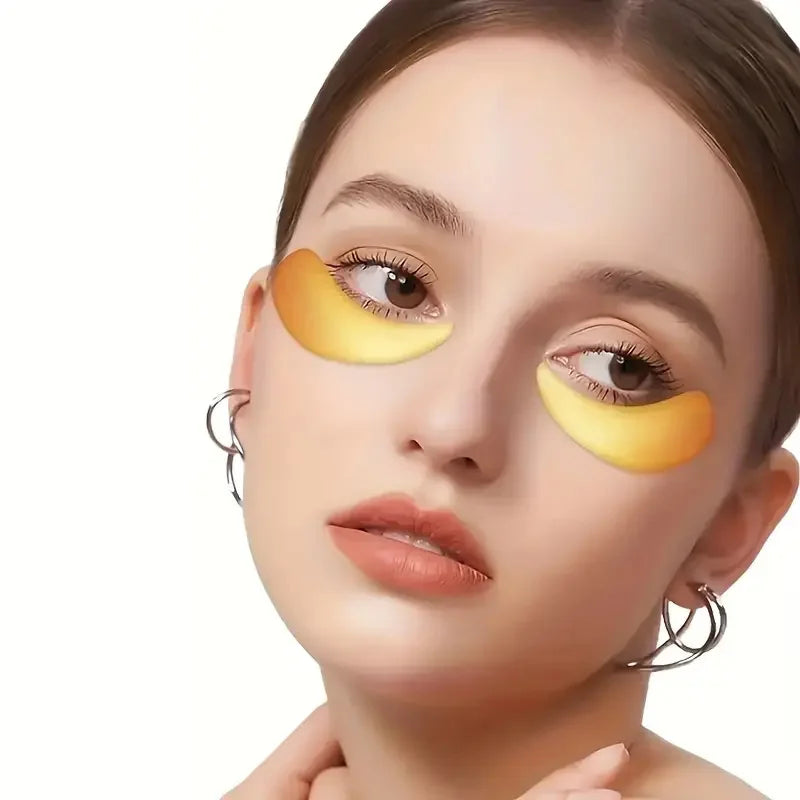 Mascarilla hidratante para ojos de oro de 24 quilates, 60 uds., alivia la fatiga ocular y nutre las ojeras, mascarilla de cristal de colágeno para ojos
