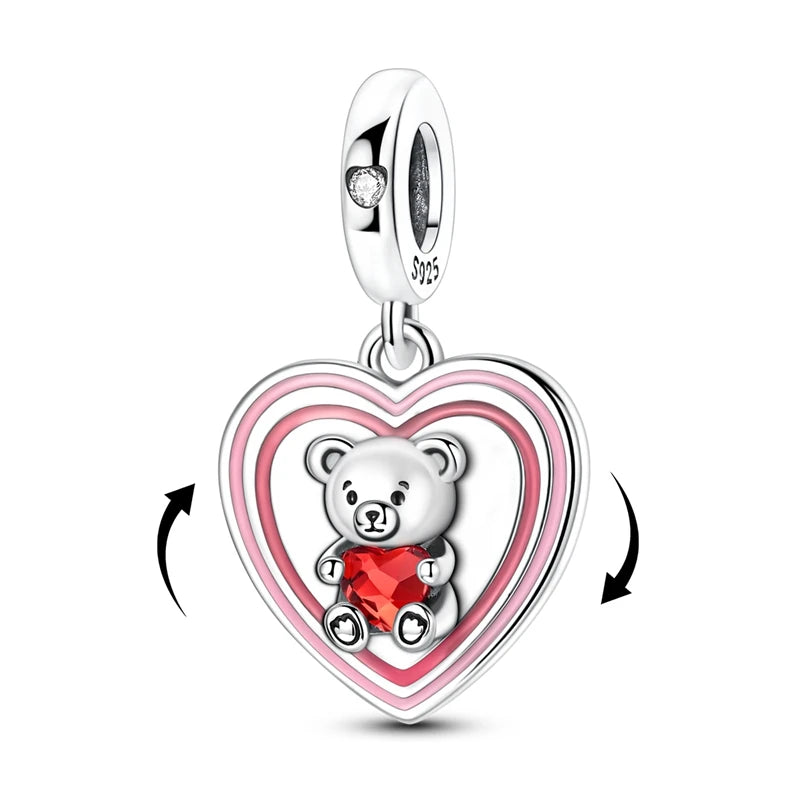 Abalorio de Plata de Ley 925 con Forma de Corazón y Cielo Estrellado, Abalorio Familiar de Madre, Hija e Hermana, Compatible con Pulseras, Colgante, Joyería DIY para Mujer, Regalo