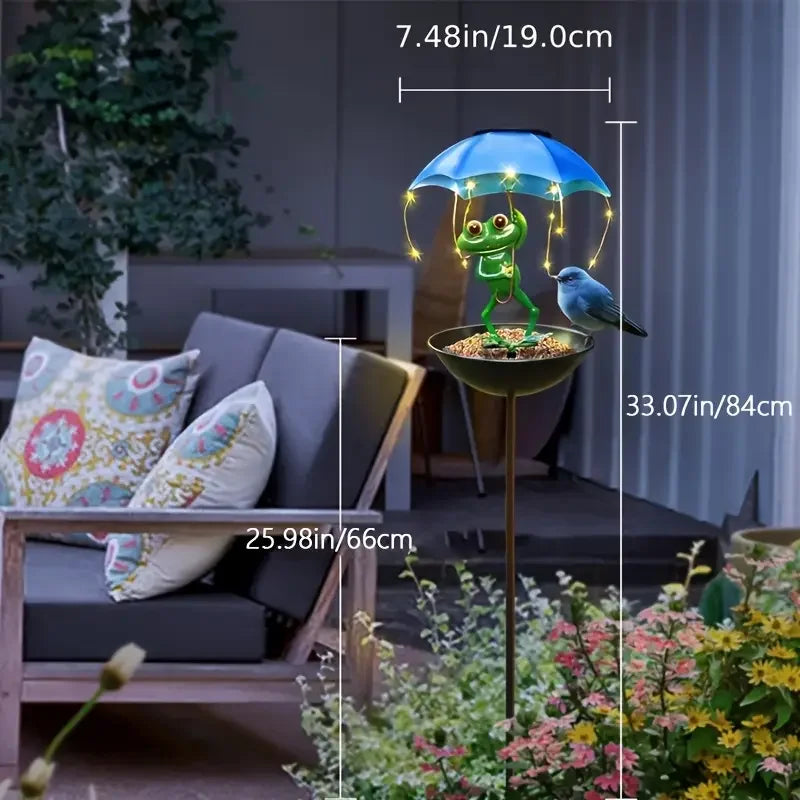 Estatua de rana, lámpara Solar de césped, dispensador de alimentación de colibrí para exteriores, cadena de luces LED alimentada por energía Solar para camino de patio, decoración de jardín y césped