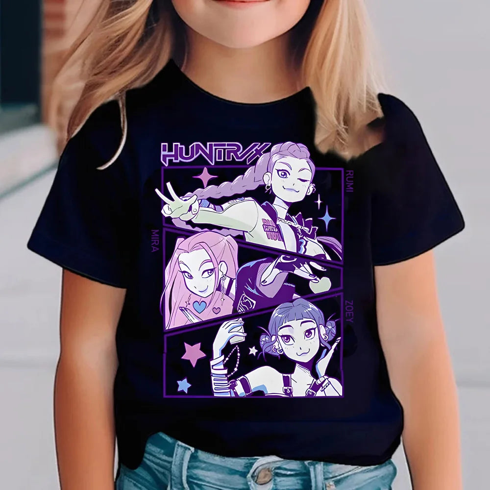 Camiseta Kpop Demon Hunters para niños, camiseta de manga corta para mujer, camiseta Saja para niños, camiseta Kpop Demon Hunters, ropa familiar para niños y niñas