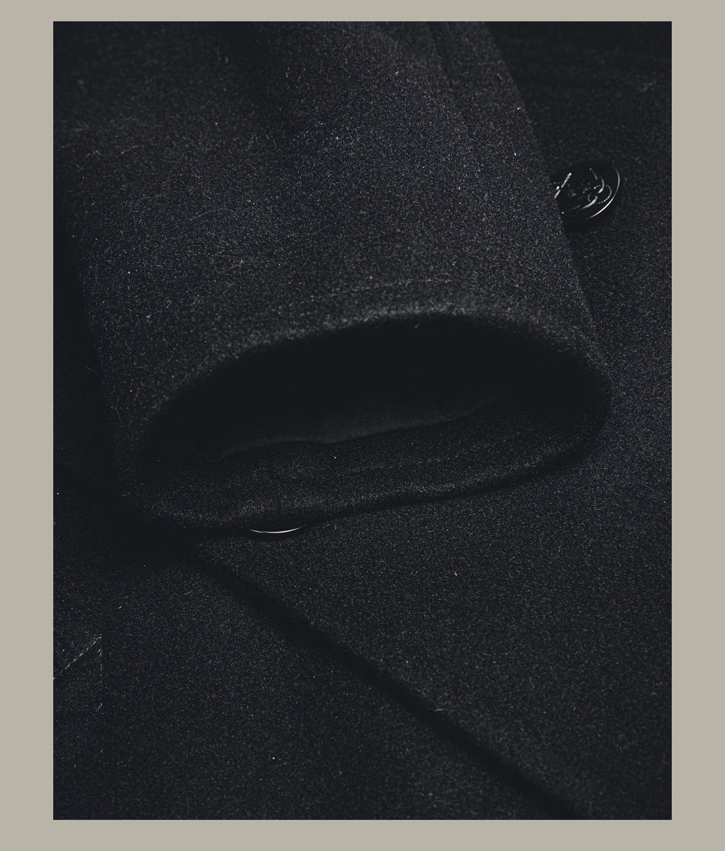 Peacoat Red Tornado 740 en negro, abrigo vintage de mezcla de lana de longitud media con doble botonadura para hombre, chaqueta cálida de invierno