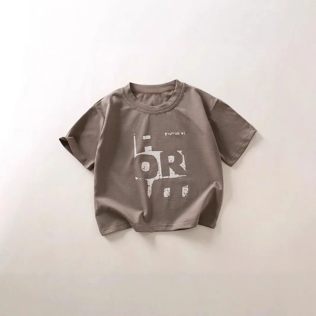 Camiseta de manga corta para niños, novedad de verano, para niños y niñas, versión coreana, camiseta suave, Top moderno