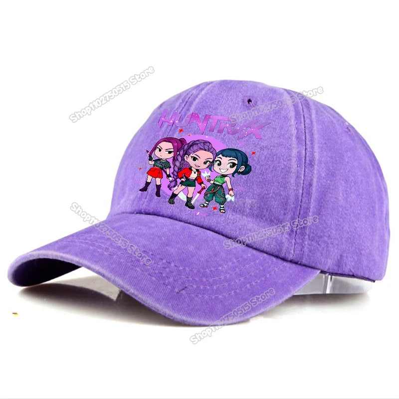 Gorras de Béisbol Retro Lavadas KPop Demon Hunters para Mujer y Niña, Gorras Snapback, Sombreros para el Sol, Gorra con Visera para Viajes al Aire Libre, Gorra Hip Hop Dad Hat