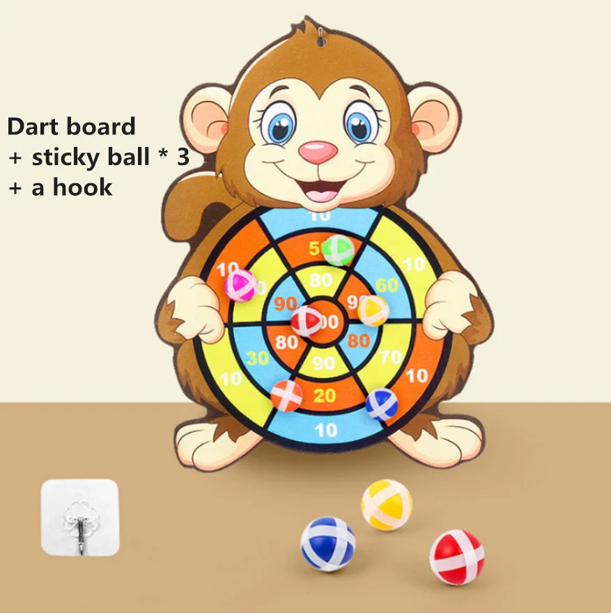 Juguetes Montessori para niños de 2 a 4 años, tablero de dardos de animales de dibujos animados, bola adhesiva, juguetes educativos interactivos familiares para bebés