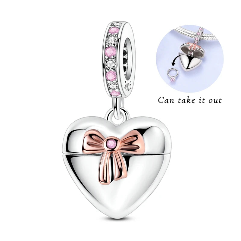 Abalorio de Plata de Ley 925 con Forma de Corazón y Cielo Estrellado, Abalorio Familiar de Madre, Hija e Hermana, Compatible con Pulseras, Colgante, Joyería DIY para Mujer, Regalo