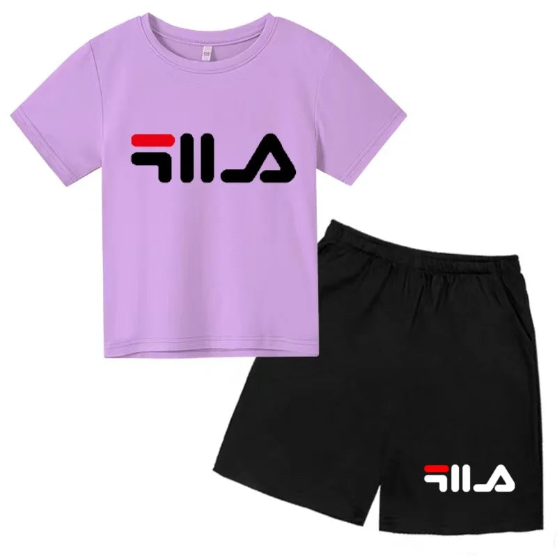Ropa con letras para niños, camiseta de manga corta y pantalones cortos, ropa de verano fresca y encantadora, conjunto deportivo informal para niños y niñas de 3 a 12 años