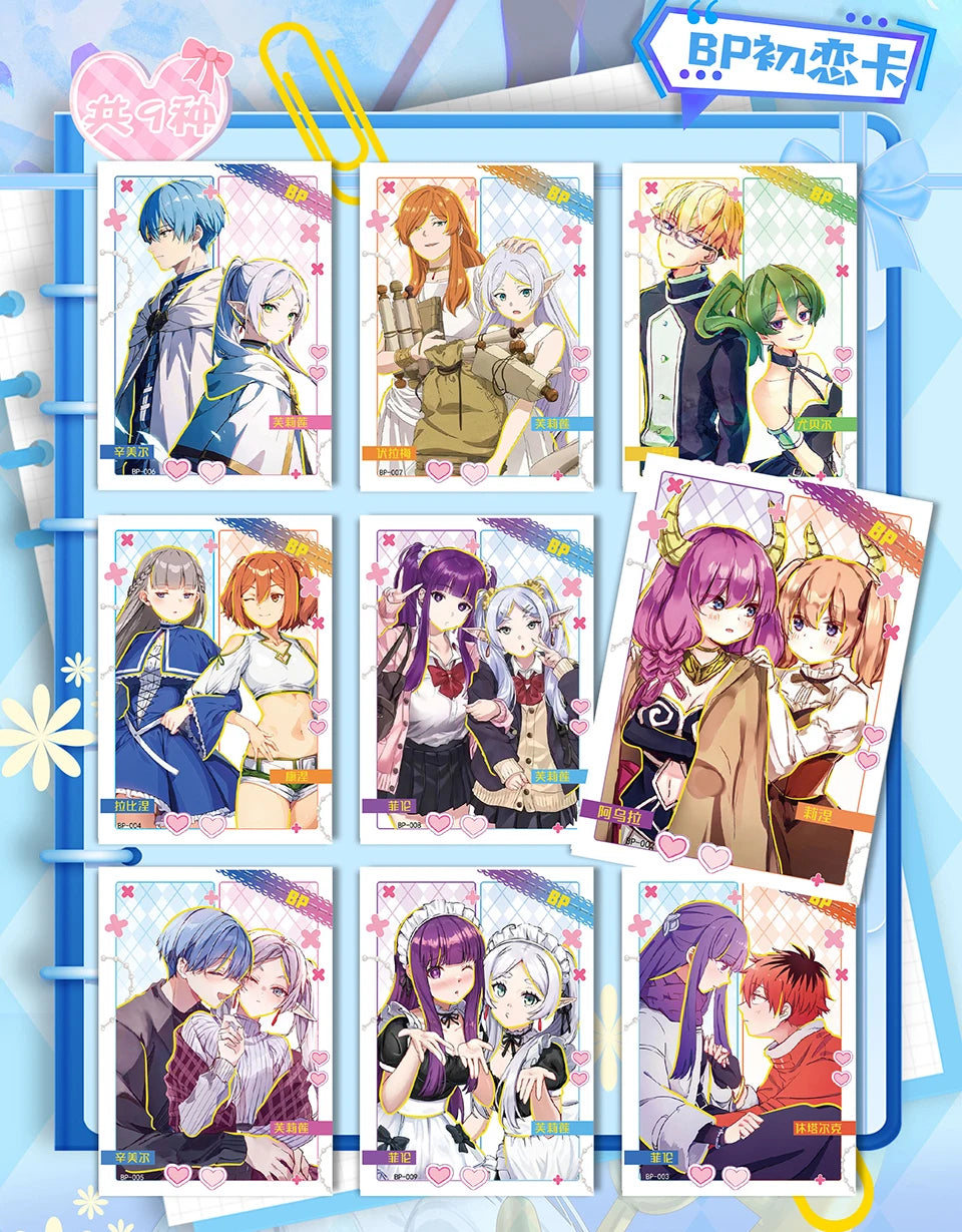 Frieren: Tarjeta de colección de Anime Beyond Journey's End, hermosa y exquisita tarjetas de personajes de raíz de billete láser, juguetes de mesa familiares