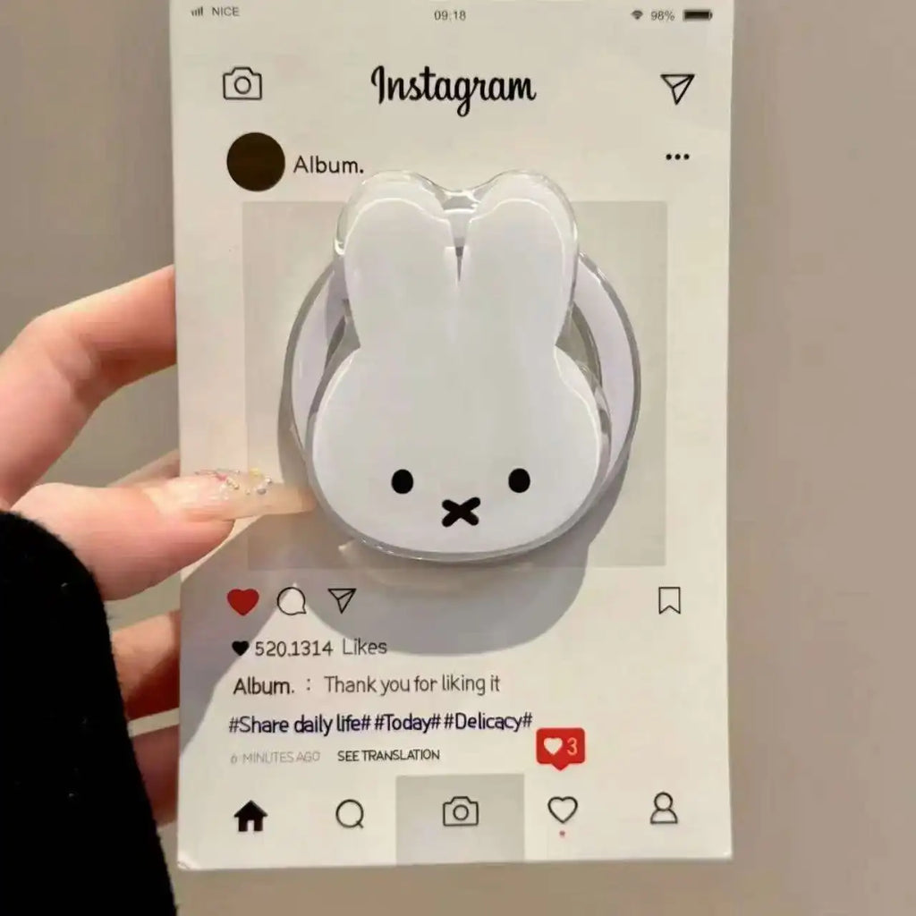 Soporte magnético para teléfono Kawaii Miffy Rabbit, soporte portátil telescópico de dibujos animados, soporte magnético para Airbag para teléfono móvil, regalo de cumpleaños para niña