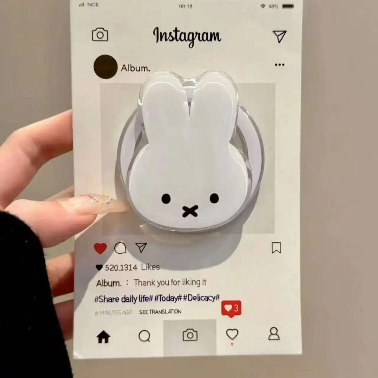 Soporte magnético para teléfono Kawaii Miffy Rabbit, soporte portátil telescópico de dibujos animados, soporte magnético para Airbag para teléfono móvil, regalo de cumpleaños para niña