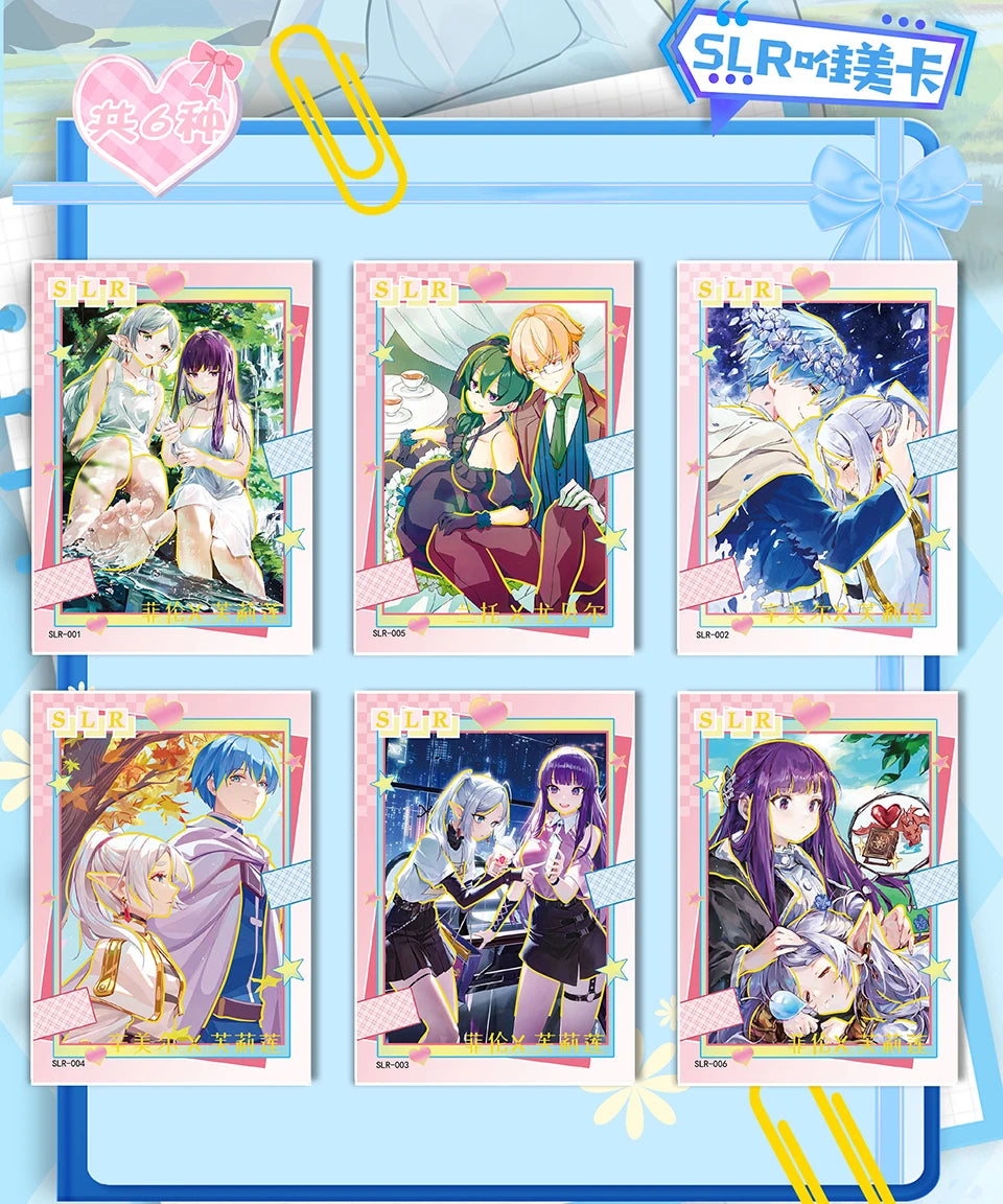 Frieren: Tarjeta de colección de Anime Beyond Journey's End, hermosa y exquisita tarjetas de personajes de raíz de billete láser, juguetes de mesa familiares
