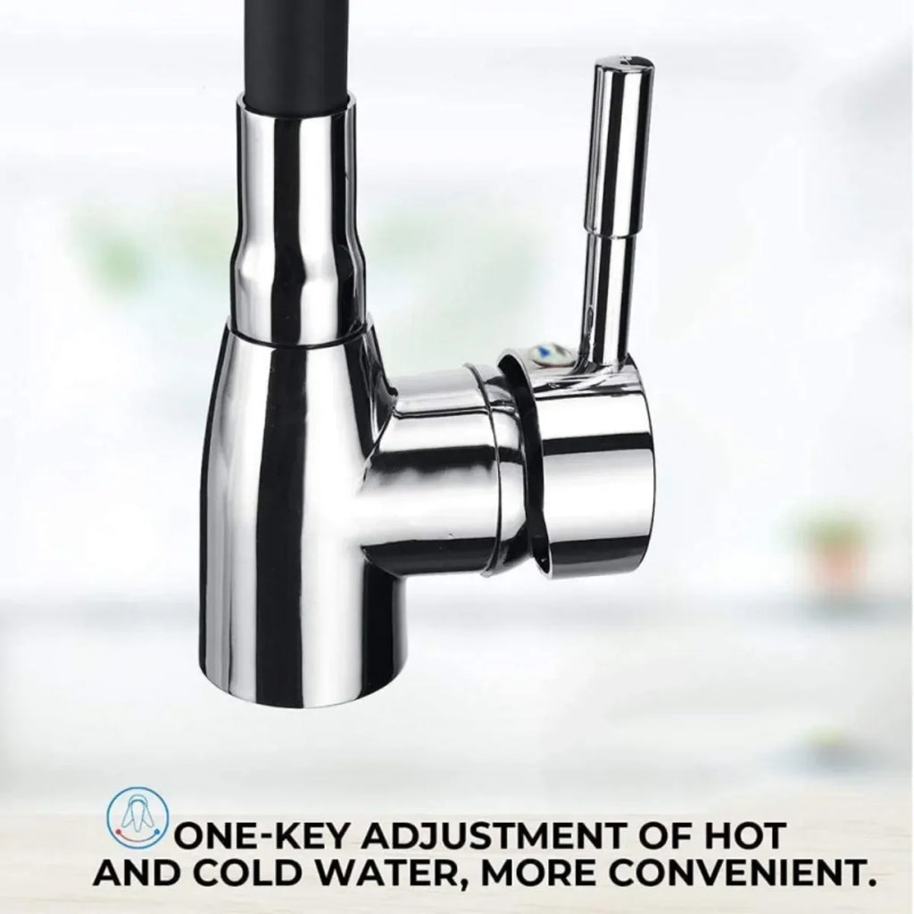 Grifo de cocina moderno de acero inoxidable 304 con manguera de silicona - ajustable, con válvula de cerámica, no requiere electricidad.