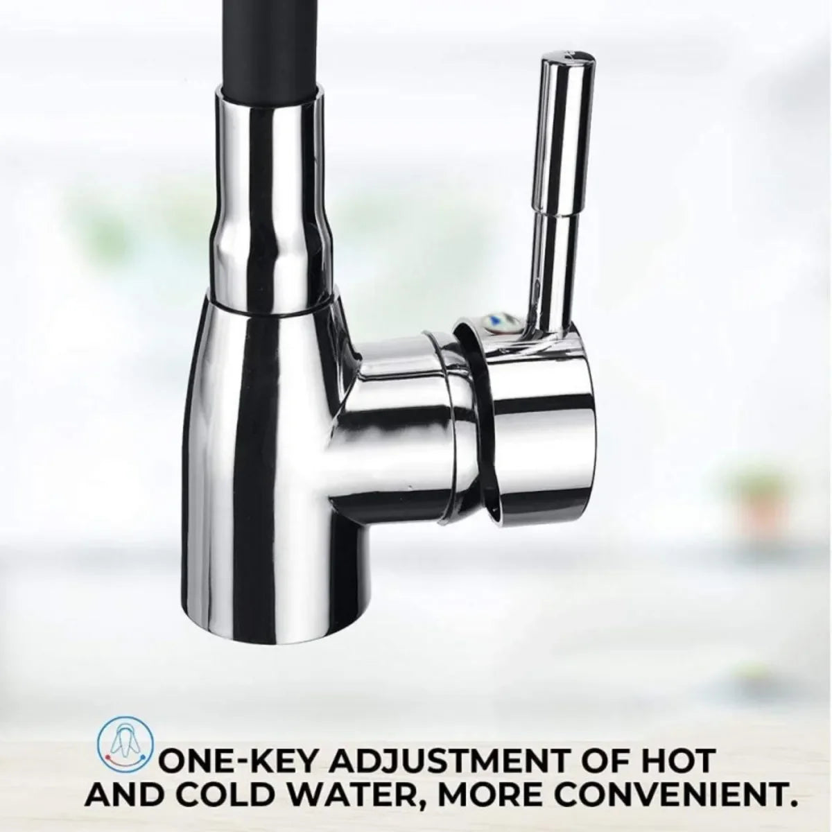 Grifo de cocina moderno de acero inoxidable 304 con manguera de silicona - ajustable, con válvula de cerámica, no requiere electricidad.