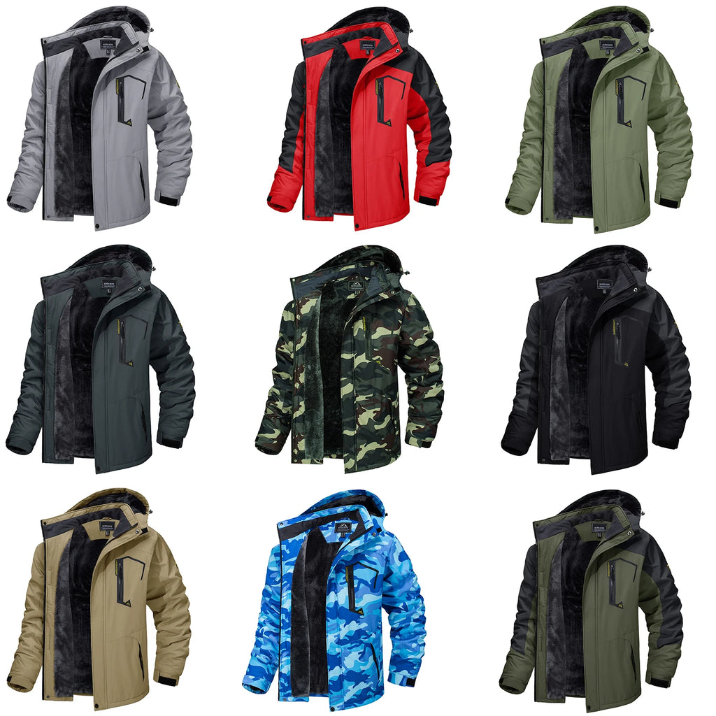 TACVASEN, chaquetas de montaña con forro polar, chaquetas de senderismo para hombre, abrigos con capucha extraíbles para exteriores, Parka de esquí y Snowboard, prendas de vestir de invierno
