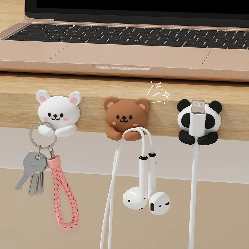 Organizador de cables de escritorio con dibujos animados, bobinador autoadhesivo, gestión de cables, Clips de Cable de datos para auriculares, 2/3 Uds.