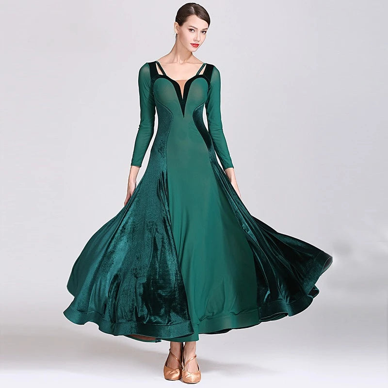 Nuevo vestido de baile moderno de terciopelo personalizado 1884 traje de baile de salón Vestito Latino Americano Donna trajes de Drag Queen