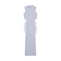 Vestido con corte entrecruzado, vestido sexy ajustado sin mangas con cuello simulado, ropa de mujer