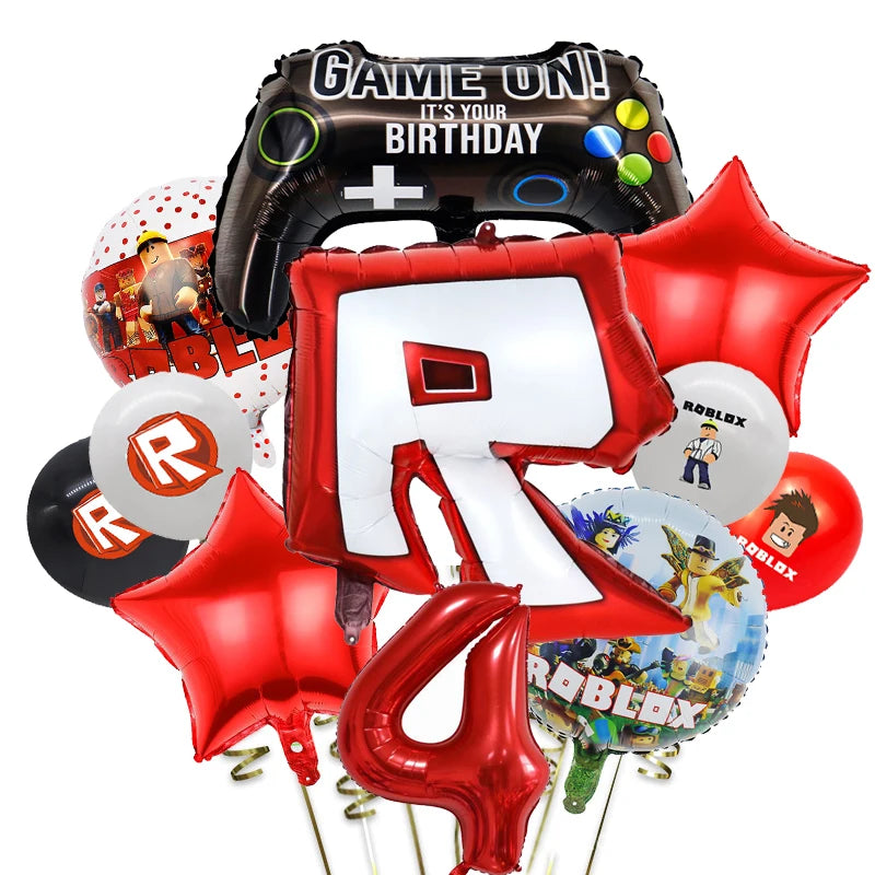 Roblox-Juego de decoración para fiesta de cumpleaños, vajilla de juego, bolsa de regalo, mantel, globo, adorno para pastel, telón de fondo, suministros para fiesta Baby Showe Roblox