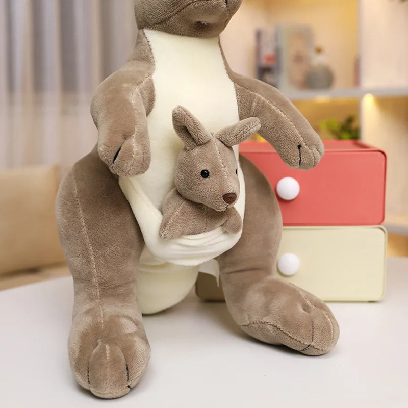 Juguete de peluche de canguro, madre de canguro con bebé, muñeca tranquilizadora bonita, muñeca bonita creativa para madre e hijo para enviar regalos de cumpleaños para niños