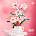 Taza de café de orquídeas y flores, bloques de construcción en maceta, ramo 3D, ladrillos MOC, juguetes de construcción, decoración de plantas de escritorio para el hogar DIY