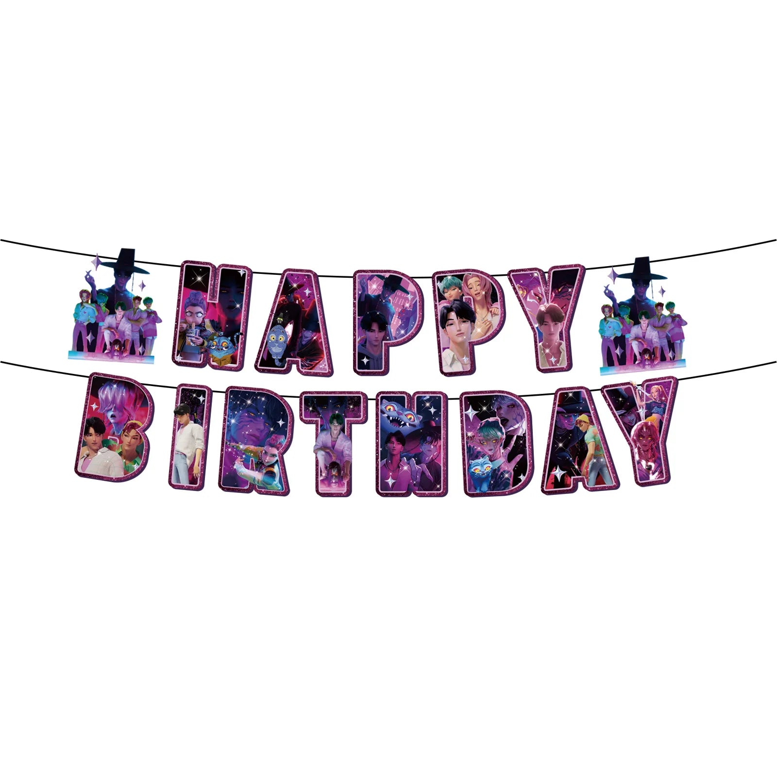Vajilla desechable para fiesta temática de cazadores de demonios k-pop, plato con bandera de cazador, globo, decoración de cazadores, suministros para fiesta de cumpleaños