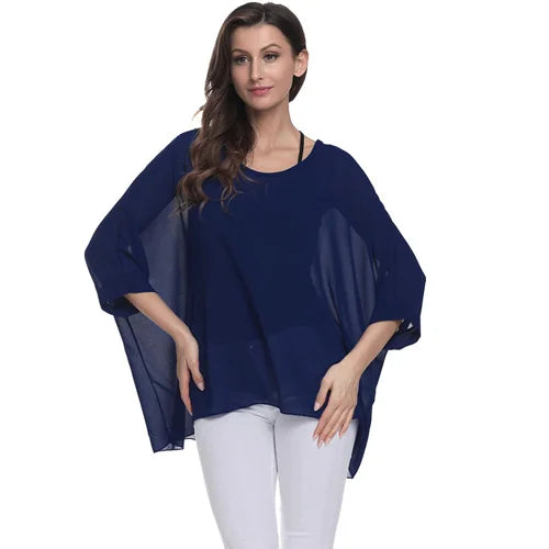 Novedad 2015 de mini vestidos casuales de gasa con estampado de flores para señoras, vestidos estilo bohemio con manga de murciélago en tallas grandes 4XL 5XL 6XL