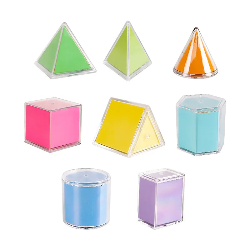 8 sólidos geométricos transparentes, modelo de demostración de perspectiva, versión de libro de texto, herramienta de aprendizaje de matemáticas, juguete educativo Montessori