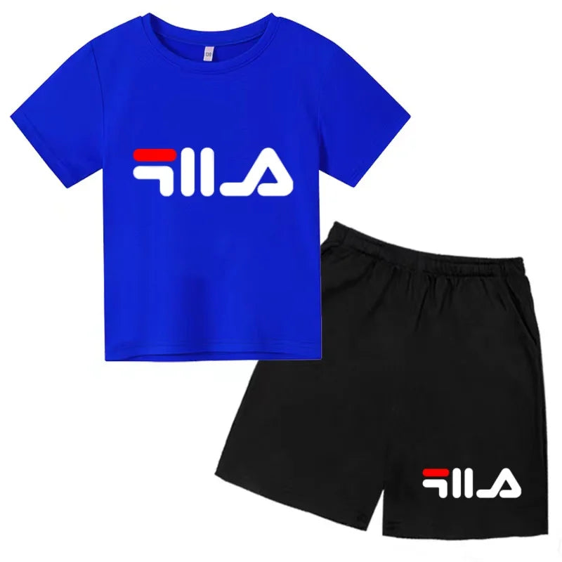 Ropa con letras para niños, camiseta de manga corta y pantalones cortos, ropa de verano fresca y encantadora, conjunto deportivo informal para niños y niñas de 3 a 12 años