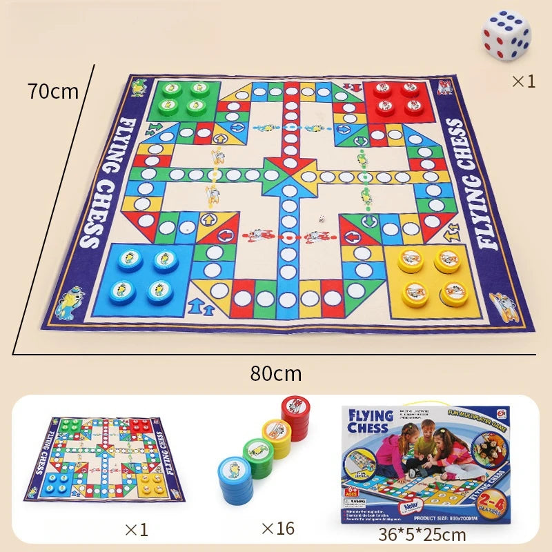 Mesa de juego de mesa magnética 9 en 1, alfombra grande, ajedrez volador/damas/ajedrez/serpiente/Backgammon/cuádruple/Tic-Tac-Toe, Fiesta en casa