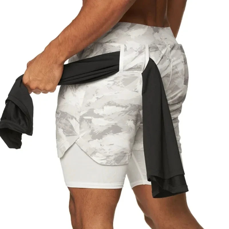 Pantalones Cortos Deportivos Para Correr Para Hombre, 2 En 1, De Doble Cubierta, Con Bolsillos, Para Verano, 2023