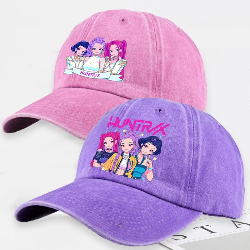 Gorras de Béisbol Retro Lavadas KPop Demon Hunters para Mujer y Niña, Gorras Snapback, Sombreros para el Sol, Gorra con Visera para Viajes al Aire Libre, Gorra Hip Hop Dad Hat
