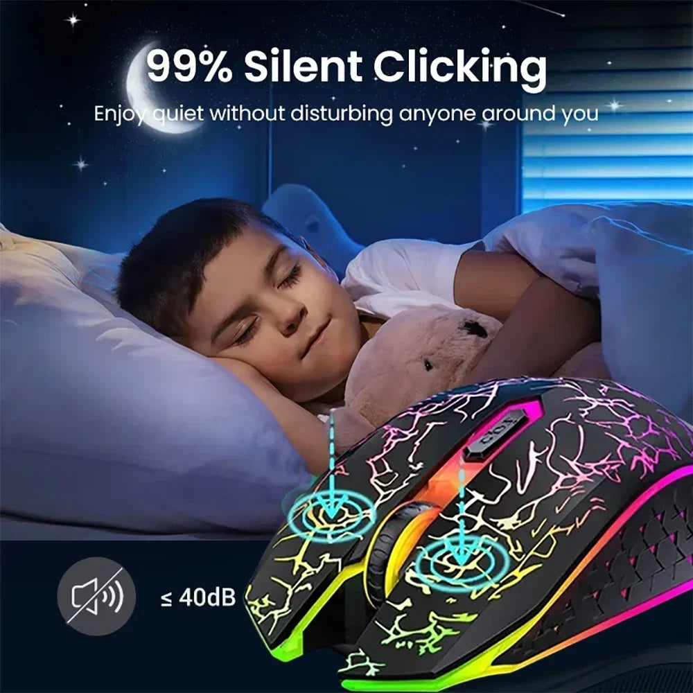 Ratón inalámbrico Bluetooth 5,2 RGB 2,4G, ratón para juegos de modo Dual, ratón silencioso de 6 botones para MacBook, tableta, ordenadores portátiles