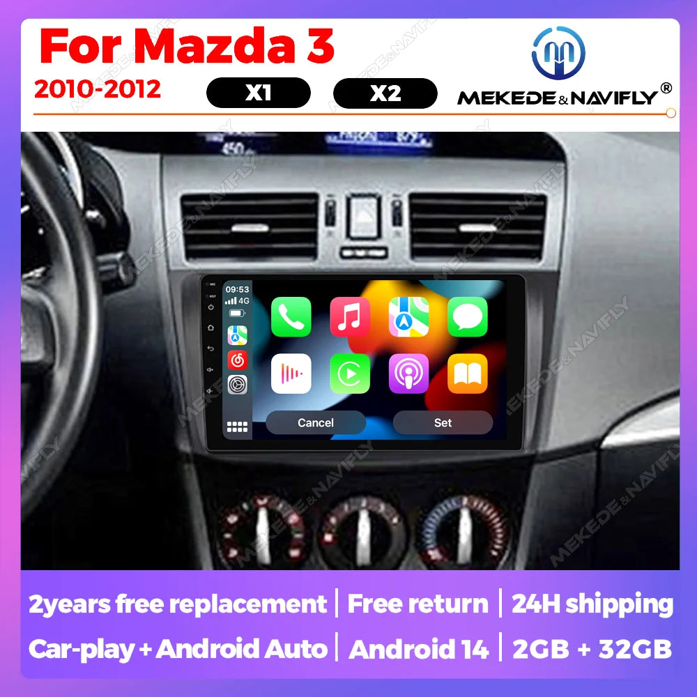 Autoradio For Mazda 3 II For Mazda3 BL 2010-2012 Android 14 Car Radio Multimedia Player Head Unit Wireless Carplay Android Auto